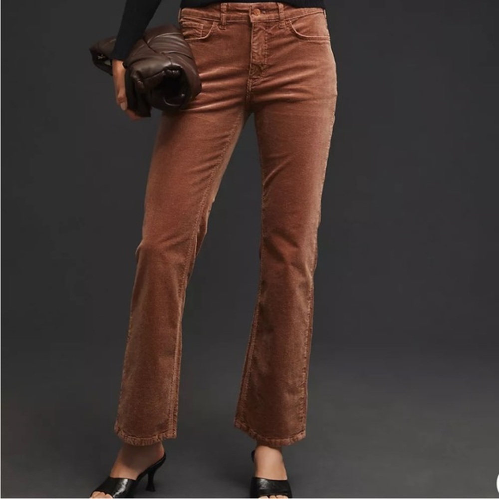 🟠NWT ANTHROPOLOGIE Yaya Stretch Mid-rise Flare Corduroy Jeans in Copper Sz 32